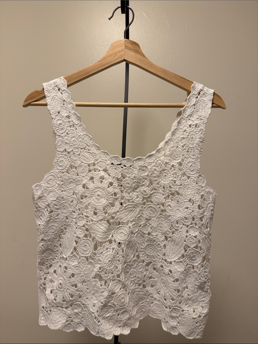 1. State White Crochet Floral Tank Camisole